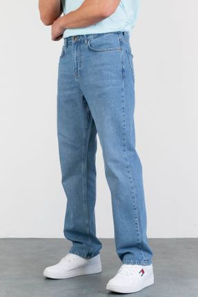 شلوار جین سرمه ای مردانه پاچه راحت فاق بلند جوان کد 813840604