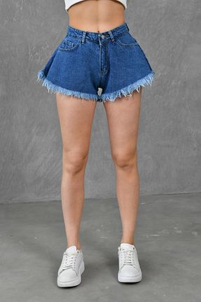 شلوارک و برمودا آبی زنانه فاق بلند 4S1B FASHION - کد 832128932