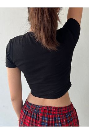 بلوز مشکی زنانه چاپی Gofeel - کد 832162612