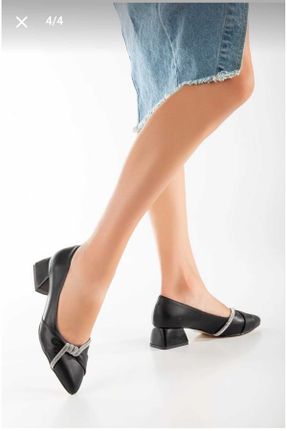 کفش کلاسیک مشکی زنانه چرم مصنوعی پاشنه کوتاه ( 4 - 1 cm ) پاشنه ضخیم کد 807094845