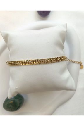 دستبند استیل طلائی زنانه فولاد ( استیل ) کد 832140444