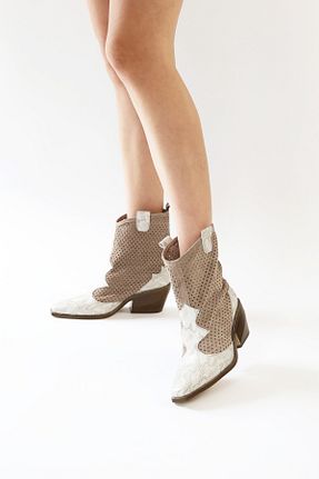 بوت / نیم بوت بژ زنانه چرم خالص Elile Shoes - کد 828926547