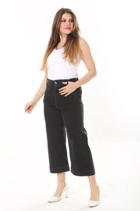 شلوار جین سایز بزرگ مشکی زنانه پاچه لوله ای فاق نرمال کد 828766522