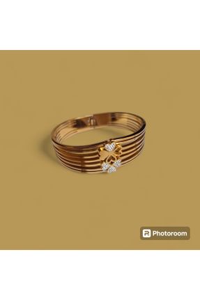 دستبند استیل طلائی زنانه فولاد ( استیل ) کد 828791460