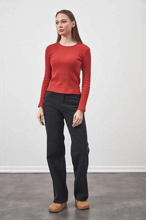 شلوار جین مشکی زنانه پاچه ساده Mevra - کد 828815561