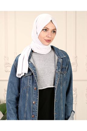 شال سفید زنانه ویسکون DİLNUVAR - کد 828851739