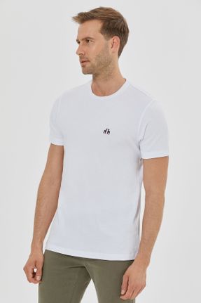 تی شرت سفید مردانه اسلیم فیت تکی کد 828904840