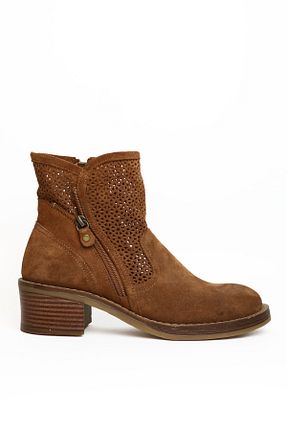 بوت / نیم بوت قهوه ای زنانه چرم خالص Elile Shoes - کد 829066882
