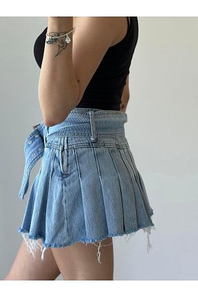 دامن آبی زنانه پارچه OYKUWEAR - کد 829300041