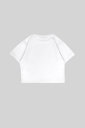 تی شرت سفید زنانه کراپ فیت طراحی کد 832473287