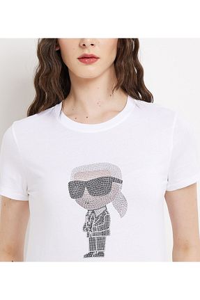 تیشرت سفید زنانه اسلیم فیت Karl Lagerfeld - کد 829049046