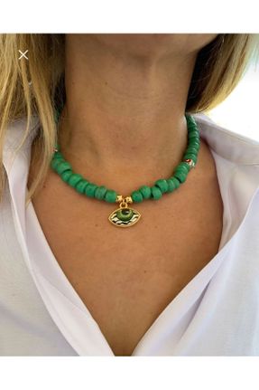 گردنبند جواهر سبز زنانه شیشه کد 832415967