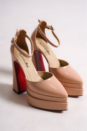 کفش پاشنه بلند کلاسیک بژ زنانه پاشنه پر پاشنه متوسط ( 5 - 9 cm ) کد 832519661