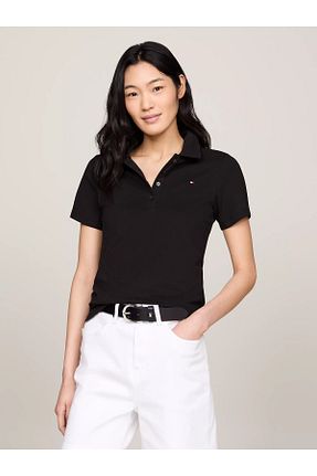 تیشرت مشکی زنانه یقه پولو Tommy Hilfiger - کد 832530318
