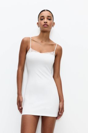 لباس سفید زنانه بافتنی پلی استر Fitted کد 828931351