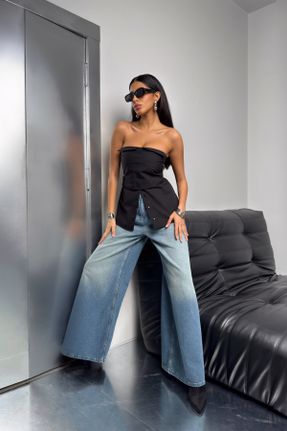 شلوار جین آبی زنانه جین استاندارد بلند کد 804019969