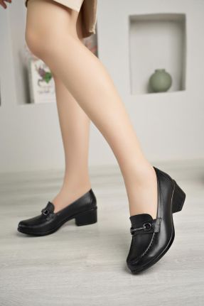 کفش کژوال مشکی زنانه چرم طبیعی پاشنه کوتاه ( 4 - 1 cm ) پاشنه ضخیم کد 828667845