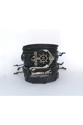 دستبند جواهر مشکی زنانه چرم خالص BSN Store - کد 688097949