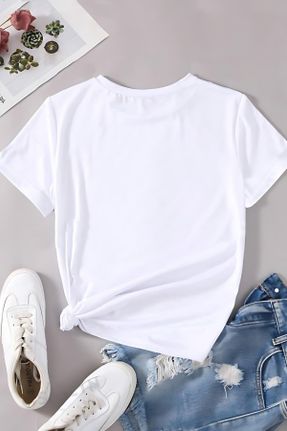 تی شرت سفید زنانه اورسایز یقه گرد تکی کد 832597213