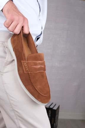 کفش لوفر قهوه ای مردانه جیر پاشنه کوتاه ( 4 - 1 cm ) کد 828850137