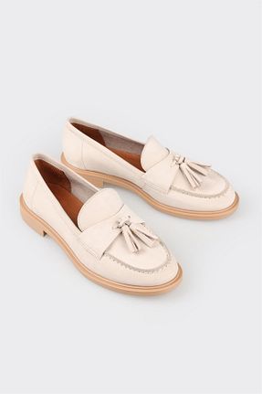 کفش لوفر بژ زنانه چرم خالص Elle - کد 828794140
