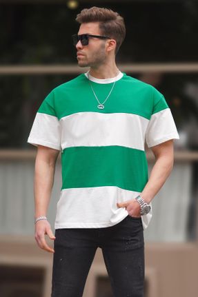 تی شرت سبز مردانه اورسایز یقه گرد کد 828807477