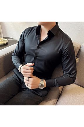 پیراهن مشکی مردانه اسلیم فیت AMOR FACE - کد 828969798