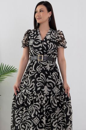 لباس مشکی زنانه بافتنی پلی استر رگولار آستین-کوتاه کد 829011859