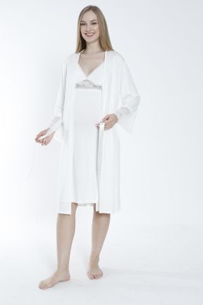 لباس شب حاملگی سفید زنانه پنبه (نخی) کد 829210098