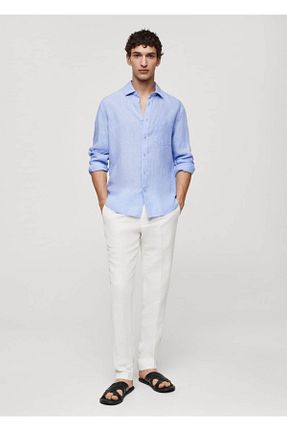 پیراهن آبی مردانه رگولار MANGO Man - کد 831244040