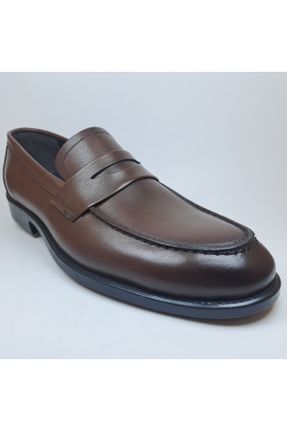کفش کلاسیک قهوه ای مردانه چرم طبیعی پاشنه کوتاه ( 4 - 1 cm ) پاشنه ساده کد 759182718