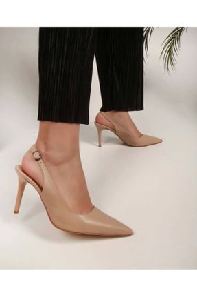 کفش پاشنه بلند کلاسیک بژ زنانه چرم مصنوعی پاشنه نازک پاشنه متوسط ( 5 - 9 cm ) کد 832366756