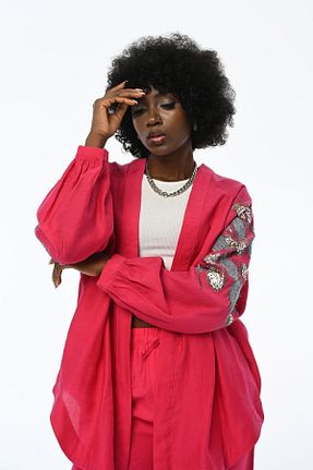 کیمونو و کافتان صورتی زنانه مخلوط پلی استر Orfeo Negro - کد 785350821