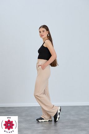 شلوار بژ زنانه پلی استر sea milano - کد 832479611