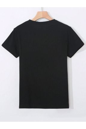 تی شرت مشکی زنانه اورسایز یقه گرد پنبه (نخی) تکی طراحی کد 832522282