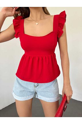 بلوز قرمز زنانه ساده tomıross - کد 832542560