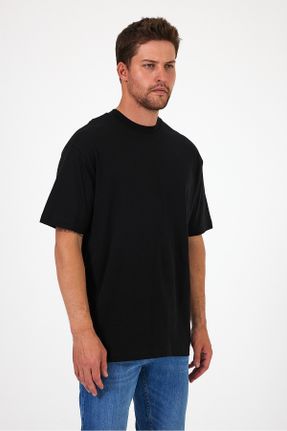 تی شرت مشکی مردانه رگولار یقه گرد کد 832580081