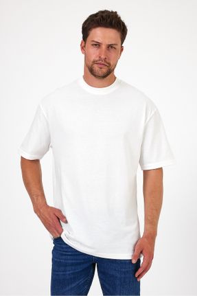 تی شرت سفید مردانه رگولار یقه گرد کد 832586395