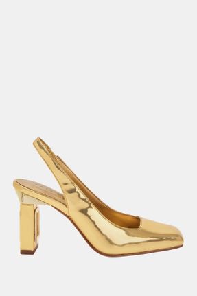 کفش پاشنه بلند کلاسیک طلائی زنانه پاشنه ضخیم پاشنه بلند ( +10 cm) کد 827832127