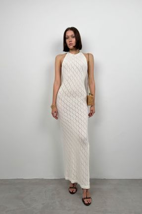 لباس سفید زنانه بافت پلی آمید Fitted آستین-بلند کد 812603690