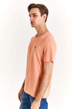 تی شرت نارنجی مردانه رگولار یقه گرد تکی کد 828938435