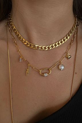 گردنبند جواهر طلائی زنانه برنجی Okko Store - کد 828764130