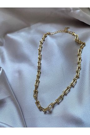 گردنبند استیل ( فولاد ) طلائی زنانه استیل ضد زنگ AKSESUARCANAVARI - کد 828786369