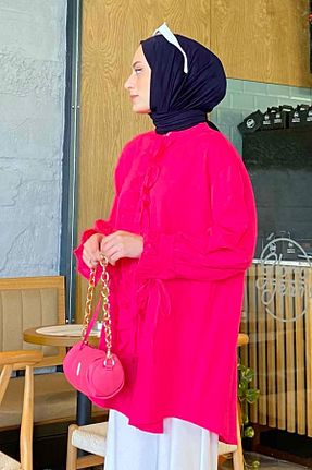 تونیک حجاب صورتی زنانه ویسکون lamelif - کد 829005272