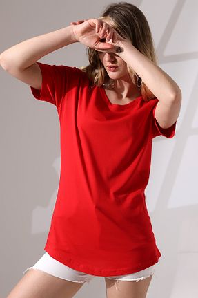 تیشرت قرمز زنانه اورسایز Endies - کد 829022905