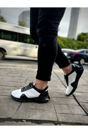 کفش اسنیکر سفید مردانه بند دار چرم طبیعی چرم طبیعی کد 829112572