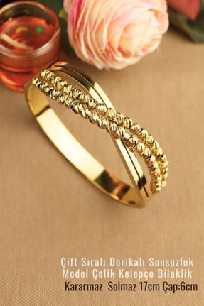 دستبند استیل طلائی زنانه استیل ضد زنگ کد 829138036
