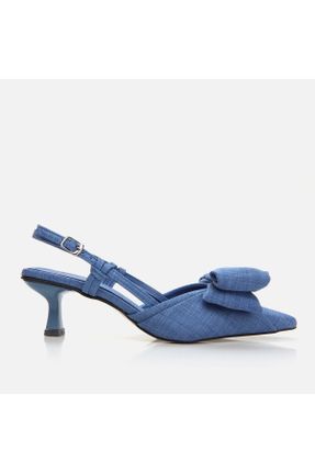 کفش پاشنه بلند کلاسیک آبی زنانه پارچه نساجی پاشنه نازک پاشنه متوسط ( 5 - 9 cm ) کد 829290073