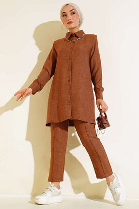 ست بالاتنه و پائین تنه حجاب قهوه ای زنانه رگولار VOLT CLOTHİNG - کد 829349879