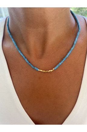 گردنبند جواهر آبی زنانه روکش طلا کد 341491471